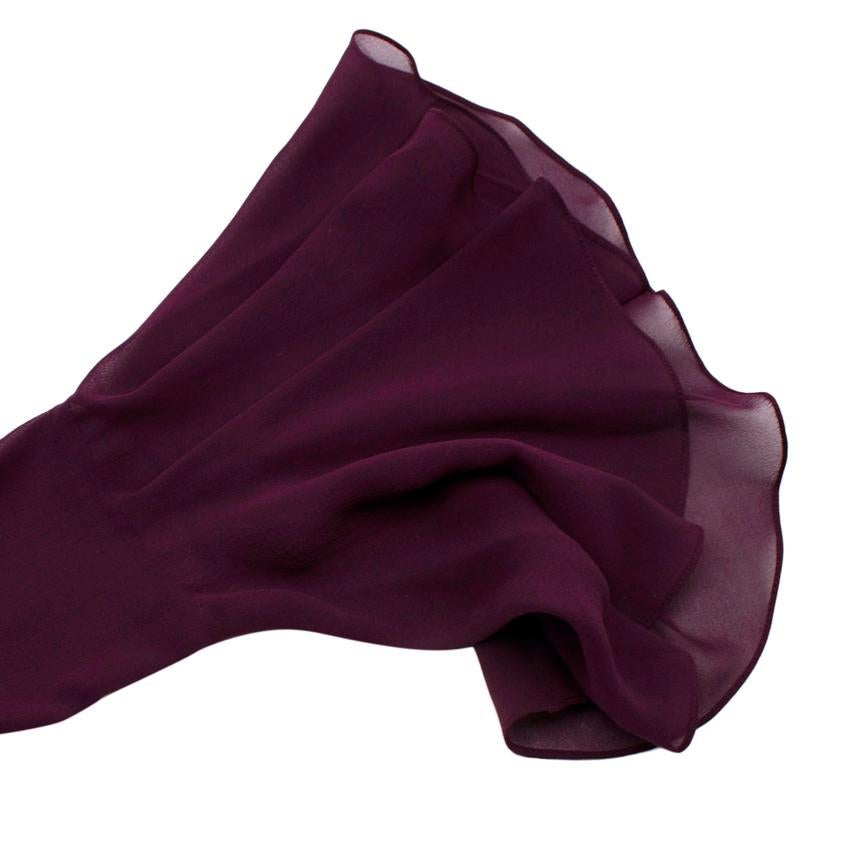 Black Tom Ford Plum-Purple Silk Chiffon Ruffled Blouse For Sale