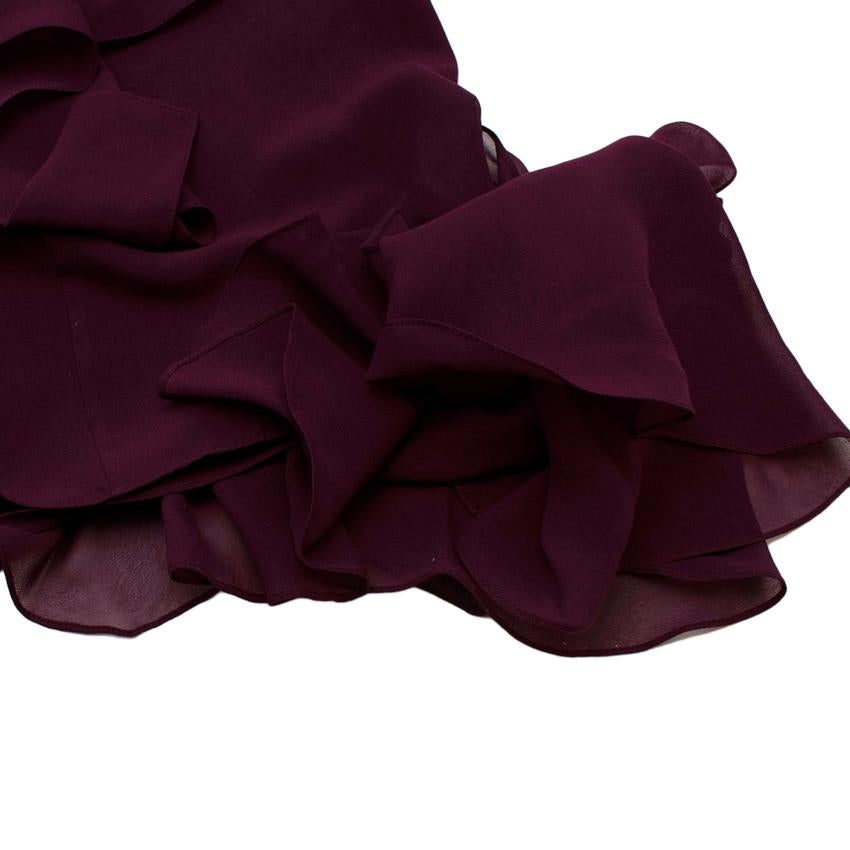Tom Ford Plum-Purple Silk Chiffon Ruffled Blouse In Excellent Condition For Sale In London, GB
