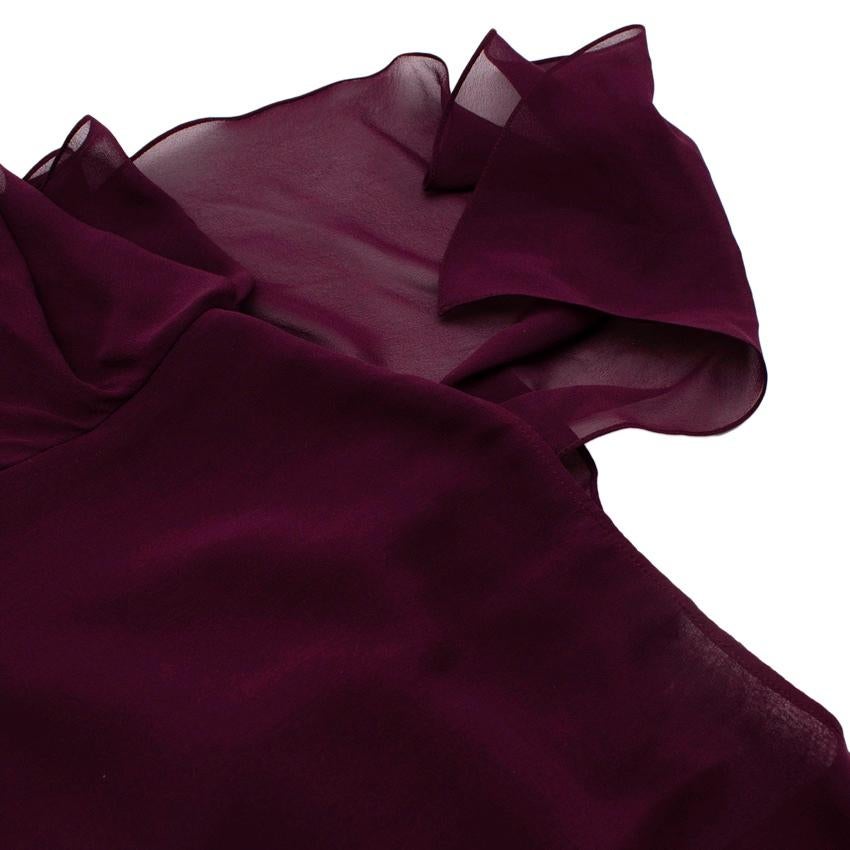 Tom Ford Plum-Purple Silk Chiffon Ruffled Blouse For Sale 1