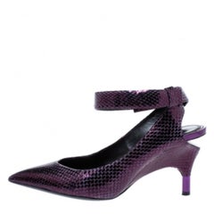 Tom Ford Plum Snakeskin Pointed Toe Cut Out Heel Pumps Size 37.5