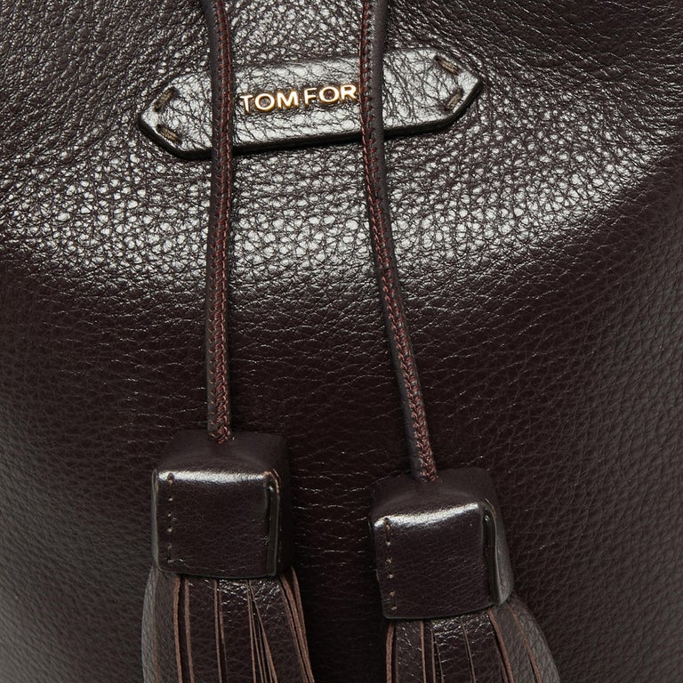 Tom Ford Prune Leather Double Tassel Bucket Bag For Sale at 1stDibs