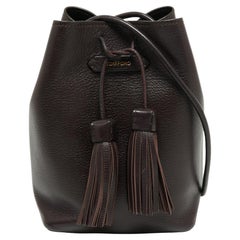 Tom Ford Prune Leather Double Tassel Bucket Bag