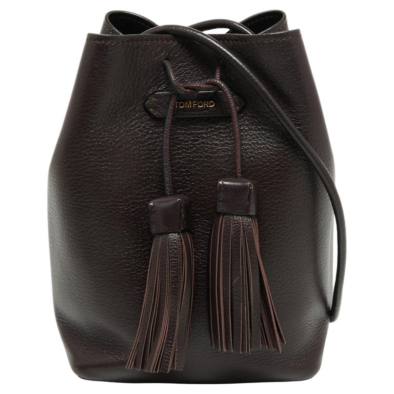 Tom Ford Prune Leather Double Tassel Bucket Bag For Sale at 1stDibs