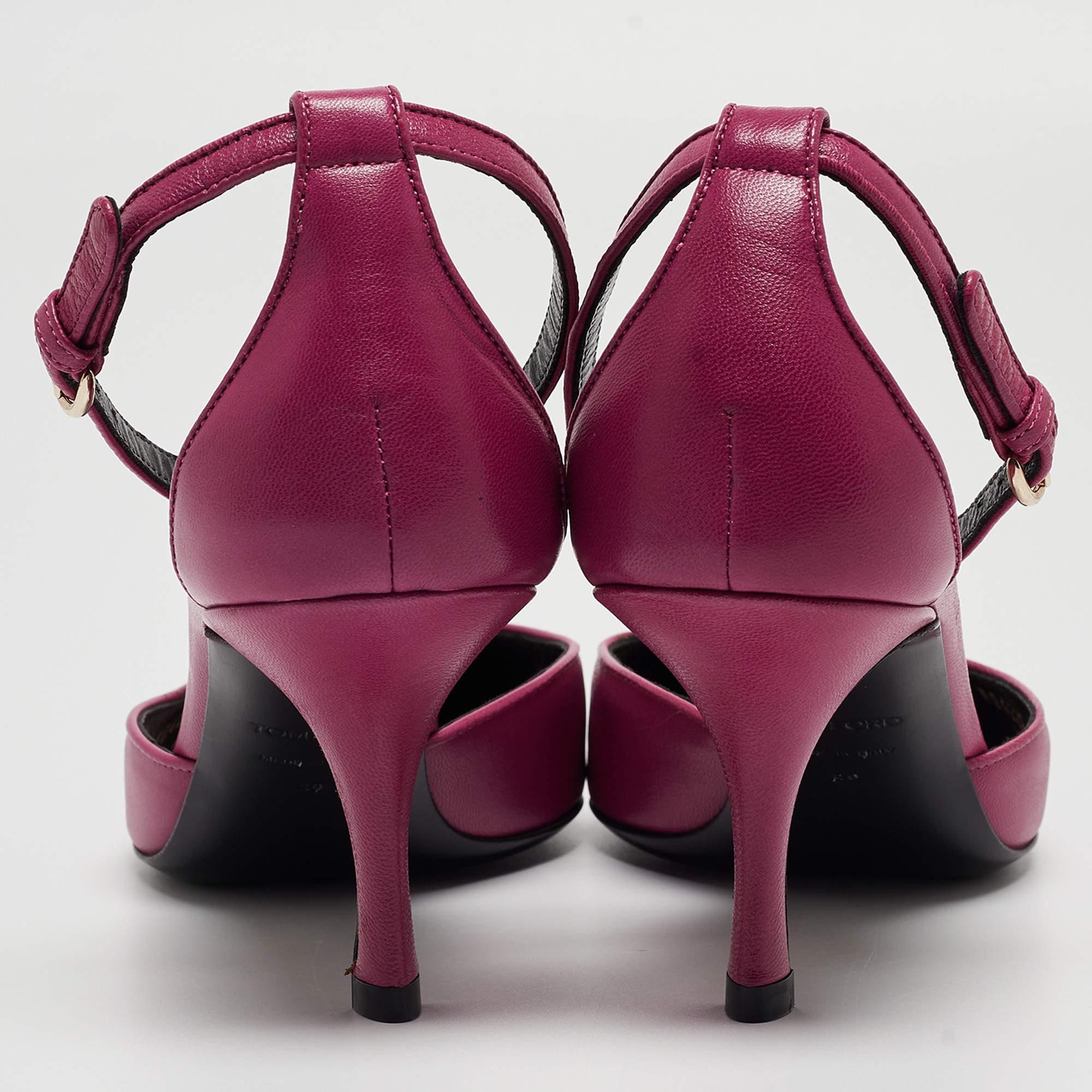 Tom Ford Purple Leather Ankle Strap D'orsay Pumps Size 39 For Sale 1