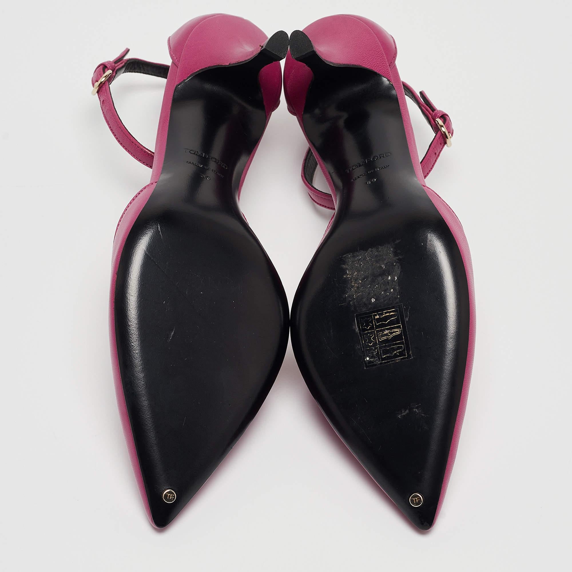 Tom Ford - Escarpins D'orsay à lanières de cheville en cuir violet, taille 39 en vente 2
