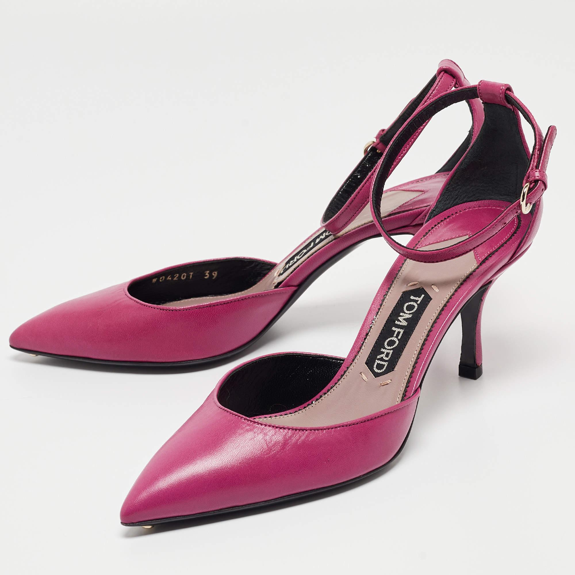Tom Ford Purple Leather Ankle Strap D'orsay Pumps Size 39 For Sale 4