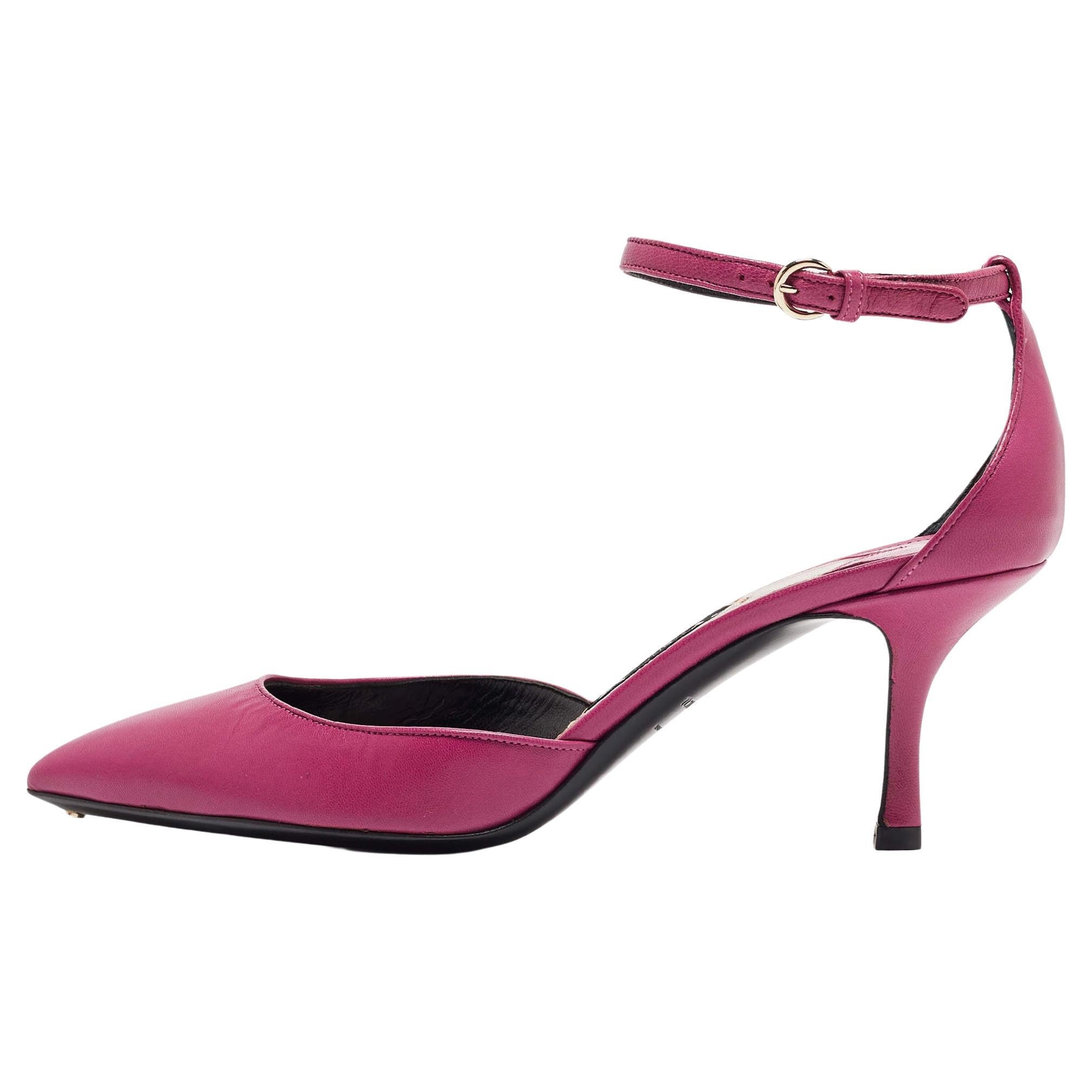 Tom Ford Purple Leather Ankle Strap D'orsay Pumps Size 39 For Sale