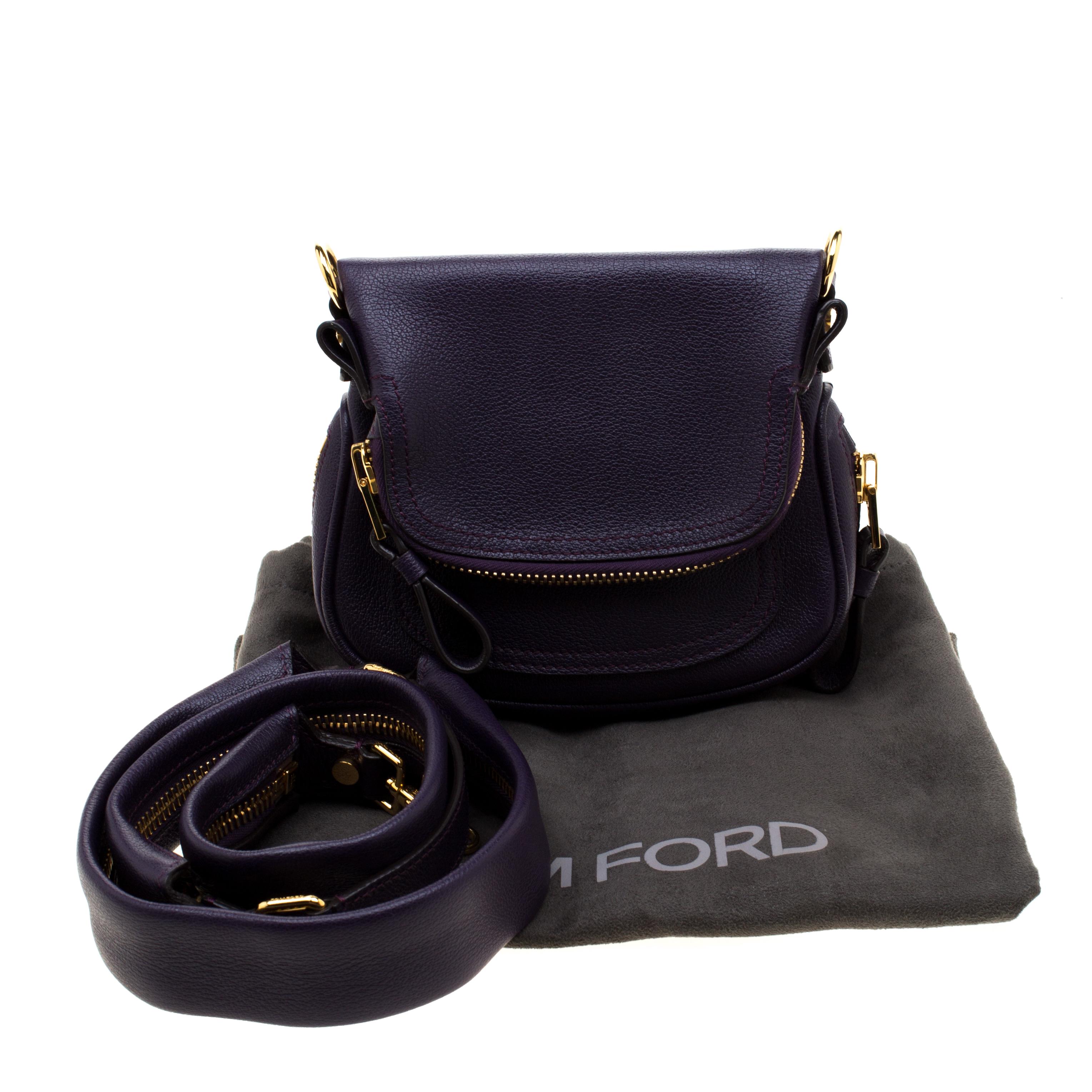 Tom Ford Purple Leather Jennifer Crossbody Bag 5