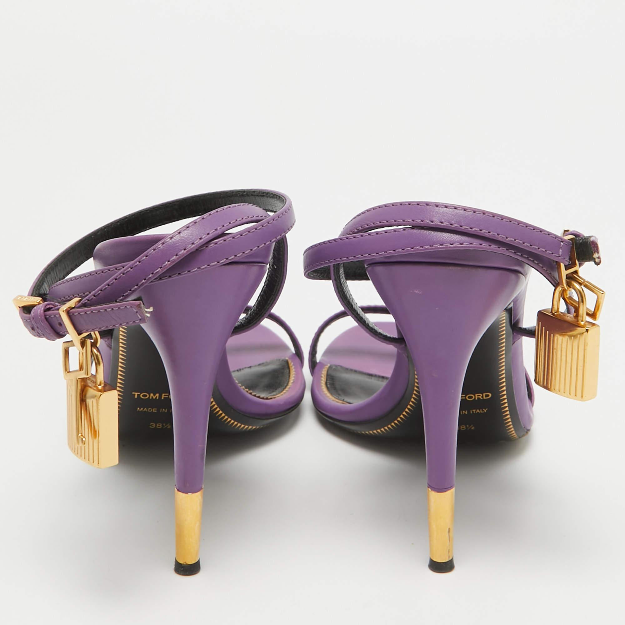 De las mujeres Tom Ford Sandalias tobilleras con candado de piel morada talla 38.5