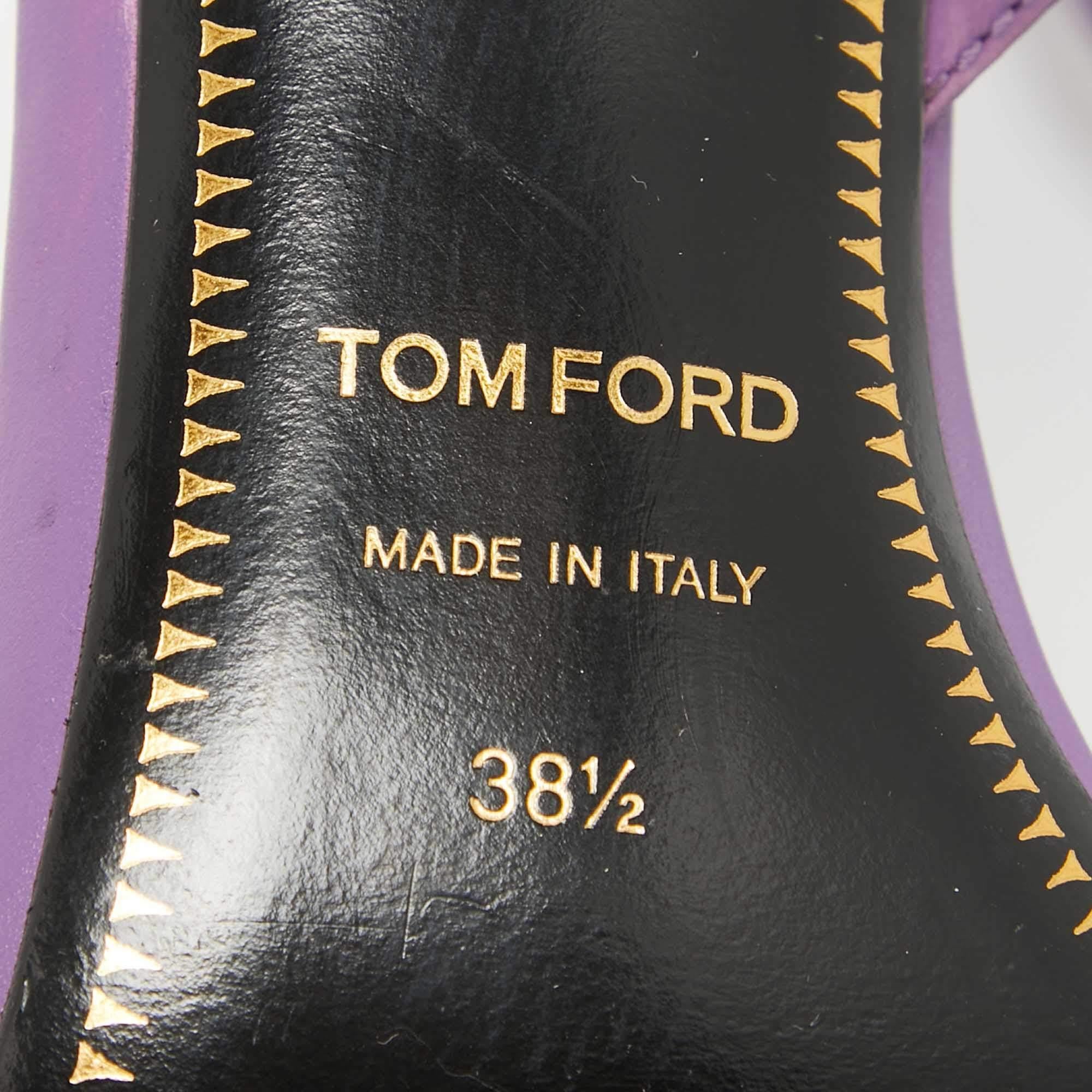 Tom Ford Sandalias tobilleras con candado de piel morada talla 38.5 3