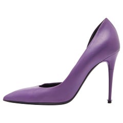 Tom Ford Purple Leather Pointed Toe d'Orsay Pumps Size 37.5