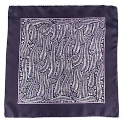 TOM FORD Purple Leaves Print Silk Pocket Square