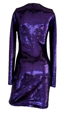 TOM FORD Purple Liquid Sequin Embroidered Mini Dress