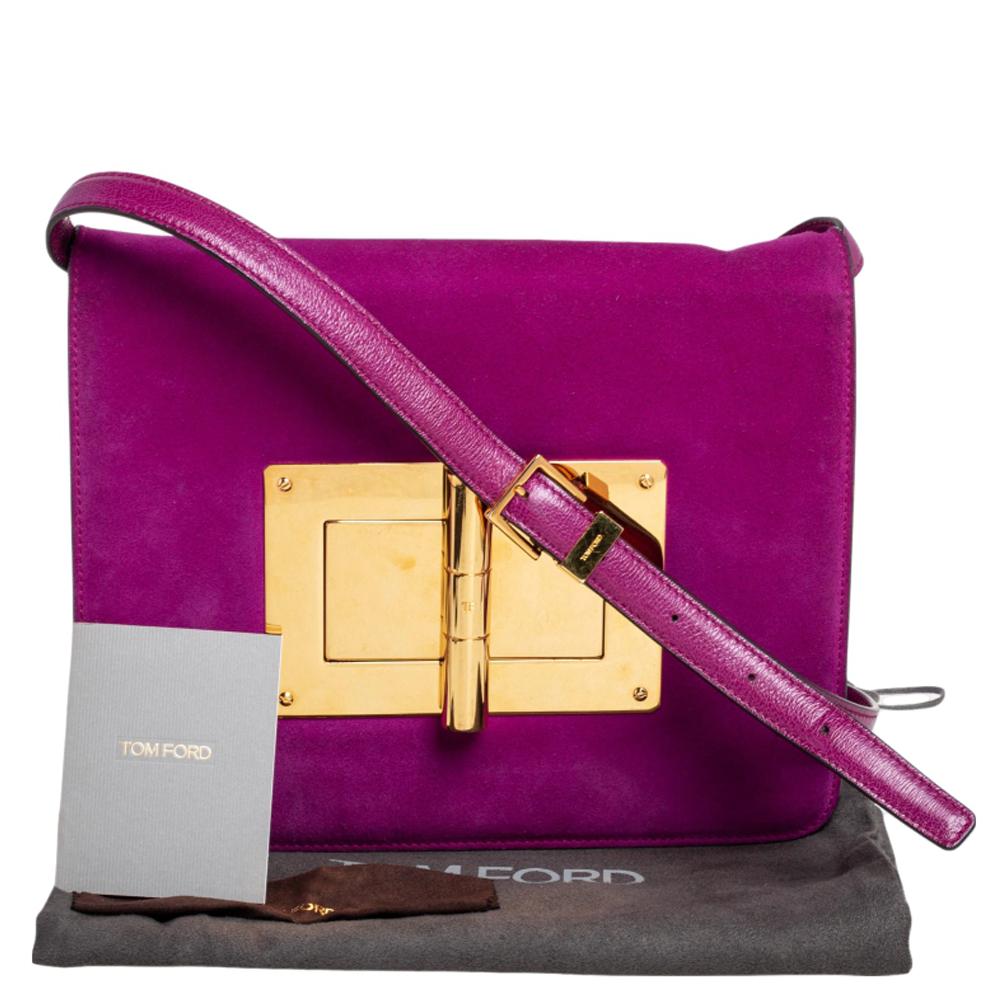 Tom Ford Purple Suede and Leather Large Natalia Shoulder Bag 8