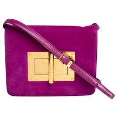 Tom Ford Purple Suede and Leather Large Natalia Shoulder Bag