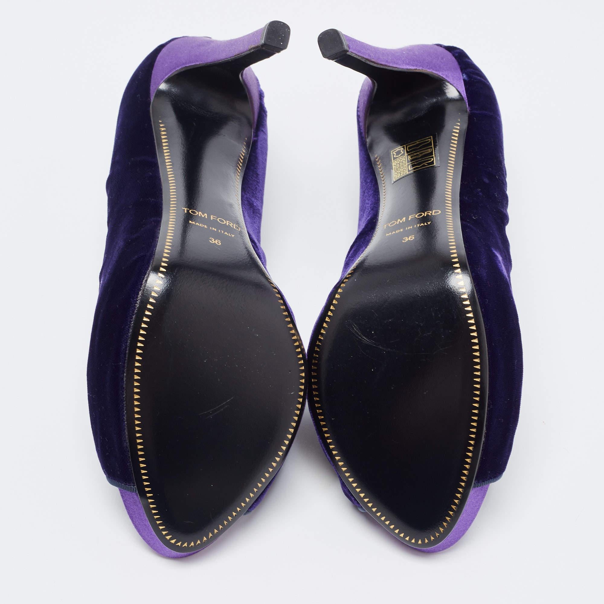Women's Tom Ford Purple Velvet Peep Toe Pumps Size 36