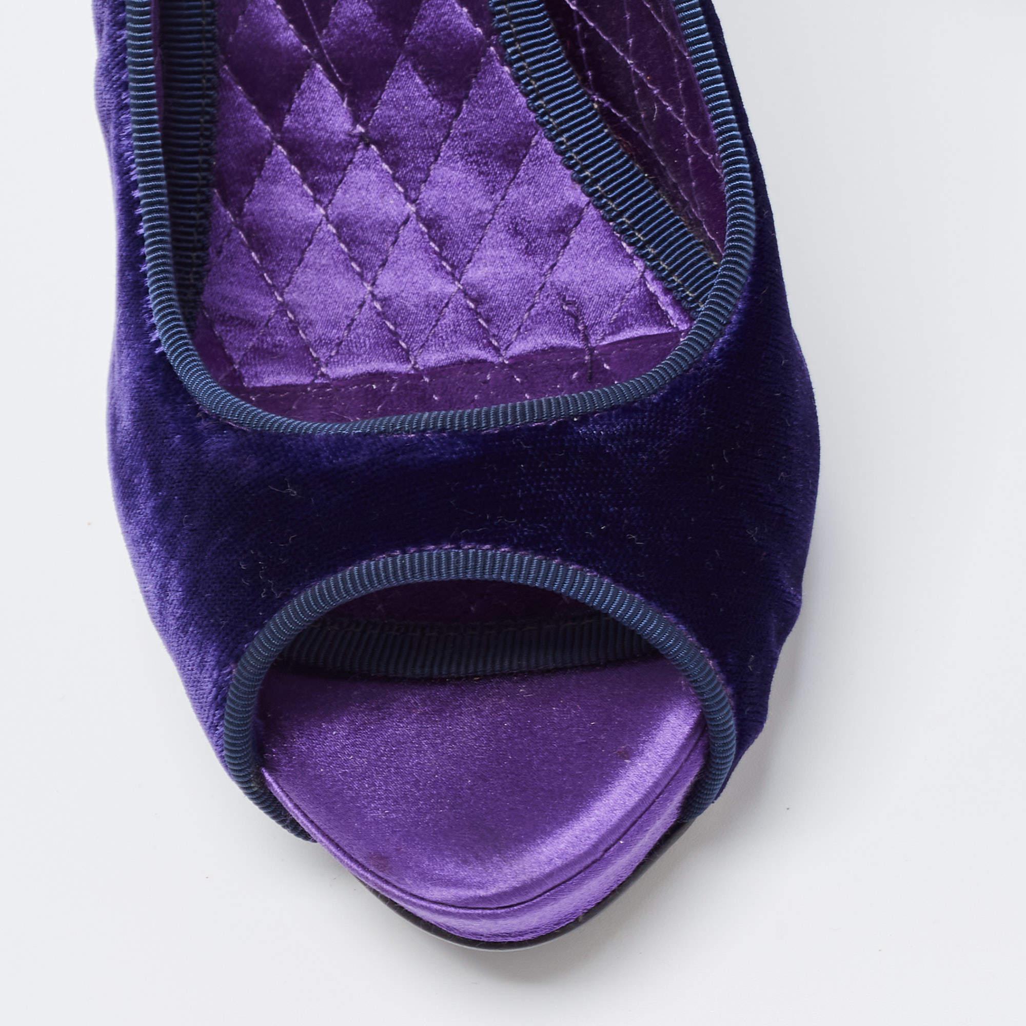 Tom Ford Purple Velvet Peep Toe Pumps Size 36 3
