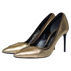 Tom Ford, Python metallic zipper heels in gold