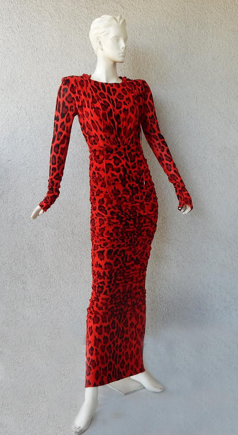 Tom Ford Red Cheetah Dress   In New Condition For Sale In Los Angeles, CA