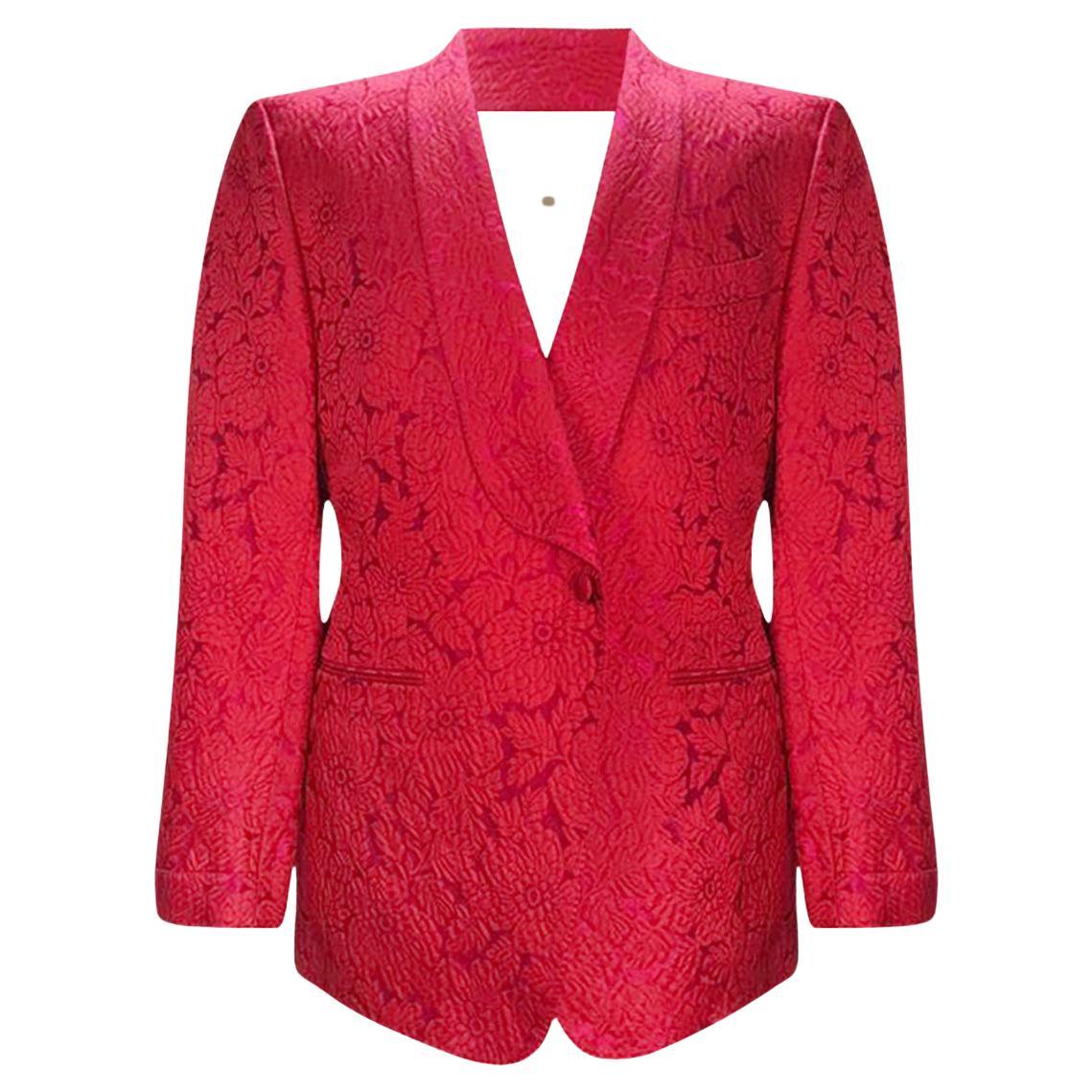 TOM FORD RED COTTON and SILK JACKET w/FLORAL PRINT from CELEBRITY CLOSET EU 58