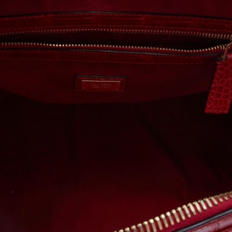Tom Ford Fourre-tout en cuir de crocodile rouge en vente 3