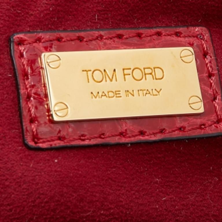 Tom Ford Fourre-tout en cuir de crocodile rouge en vente 4