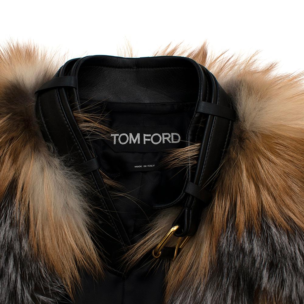 Women's or Men's Tom Ford Red & Grey Fox Fur Leather Trimmed Jacket 36