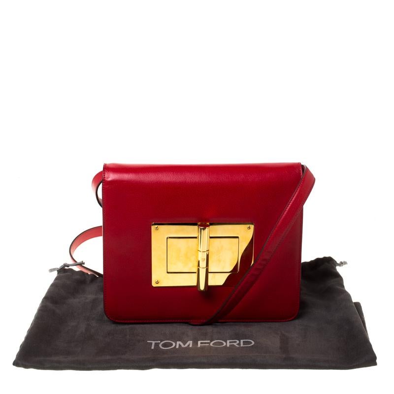 Tom Ford Red Leather Large Natalia Shoulder Bag 8