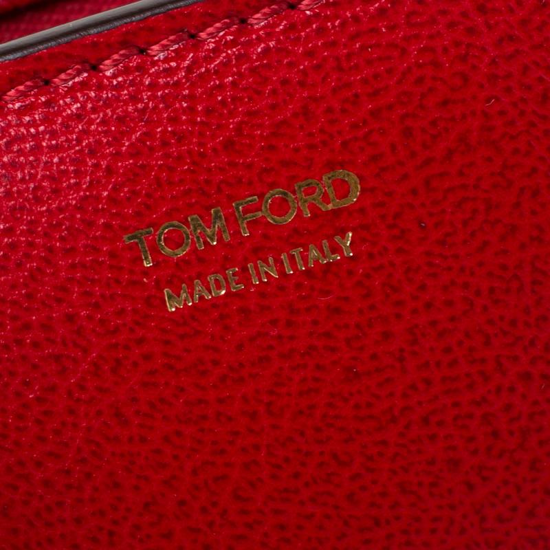 Tom Ford Red Leather Large Natalia Shoulder Bag In Good Condition In Dubai, Al Qouz 2