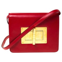 Tom Ford Red Leather Large Natalia Shoulder Bag