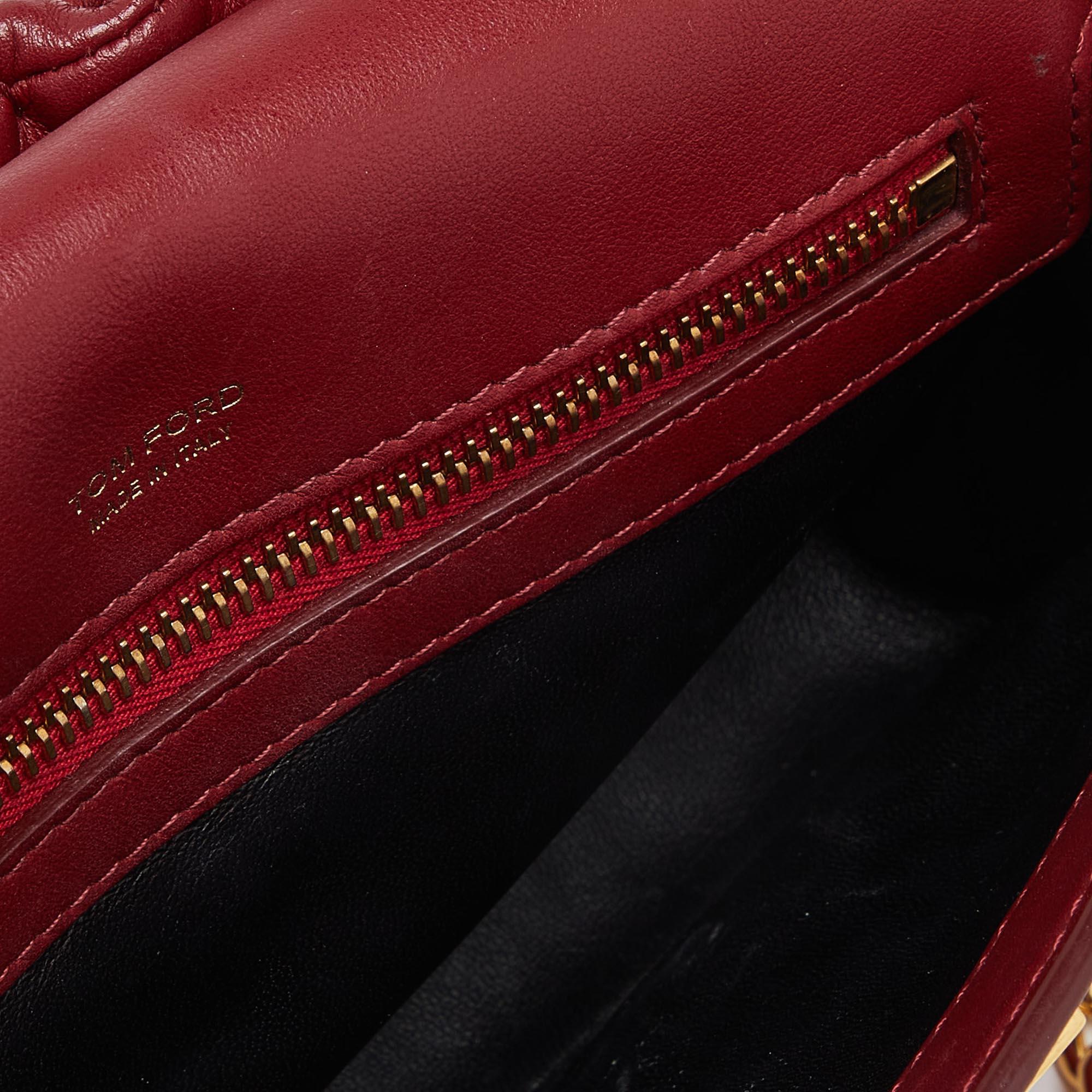 Tom Ford Red Leather Natalia Chain Shoulder Bag 5