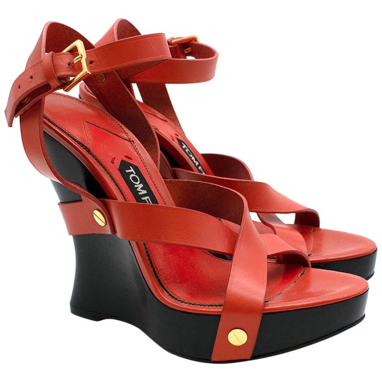 Tom Ford Red Leather Sculptural Platform Wedge Sandals - Size 37.5 at  1stDibs | tom ford wedge sandals, tom ford wedge heels, tom ford wedges