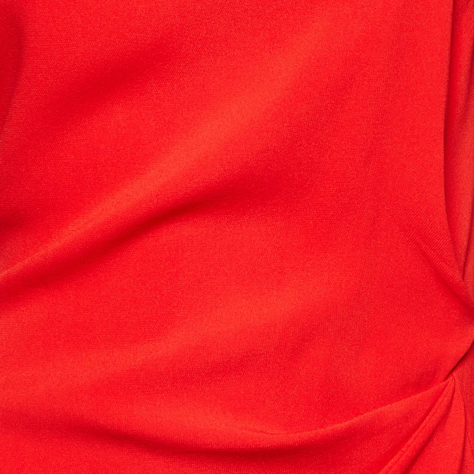 Tom Ford Red Silk Draped Zip Detail Short Dress S In Good Condition For Sale In Dubai, Al Qouz 2