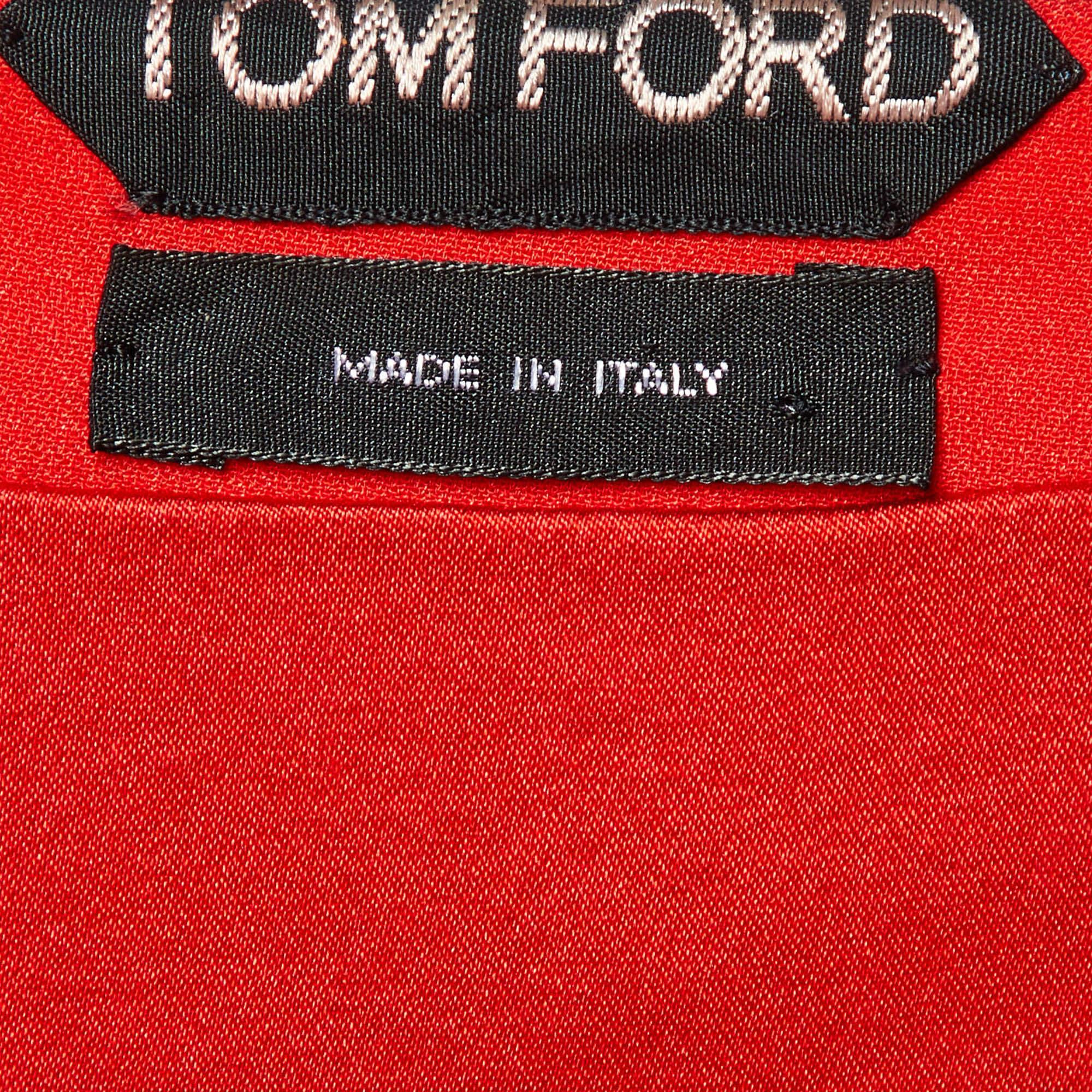Tom Ford Red Silk Draped Zip Detail Short Dress S For Sale 2