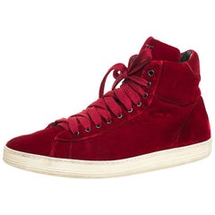 Tom Ford Red Velvet Russell High Top Sneakers Size 46