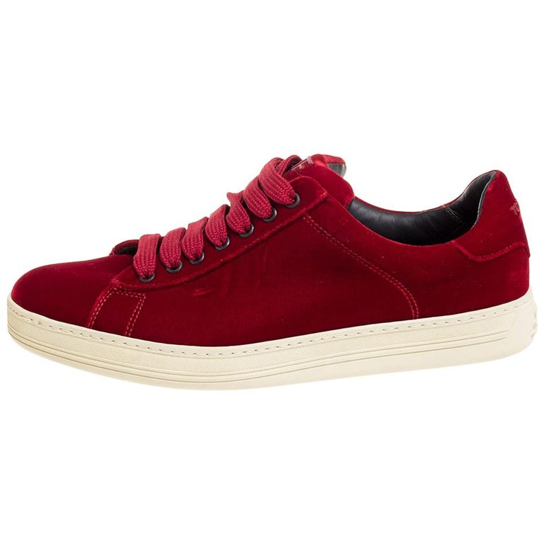Tom Ford Red Velvet Russell Low Top Sneakers Size 42 at 1stDibs