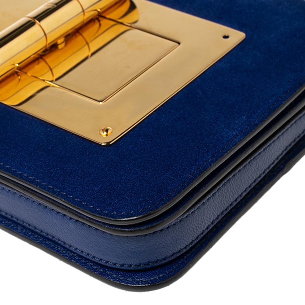 Women's Tom Ford Royal Blue Suede and Leather Small Natalia Shoulder Bag