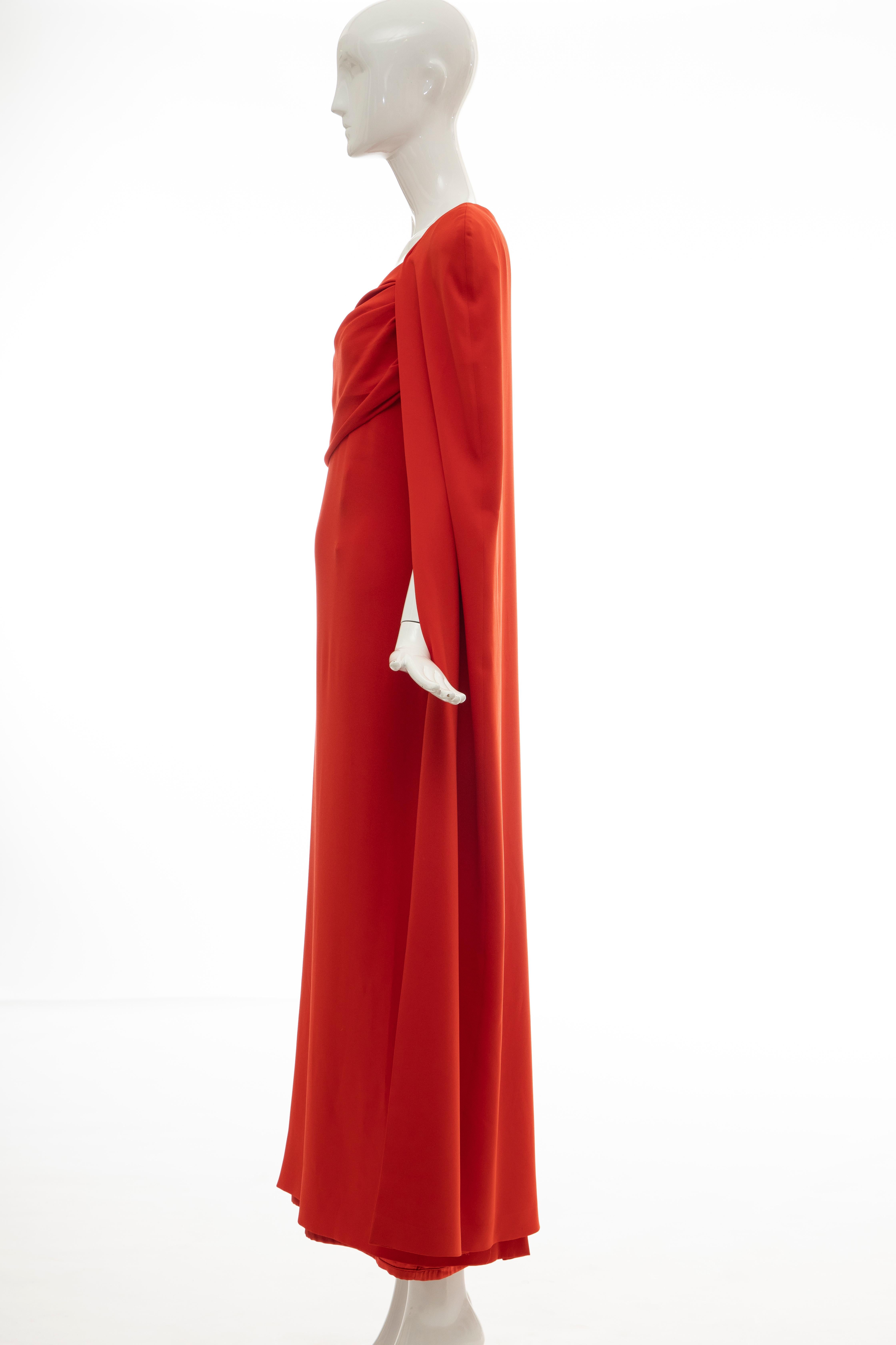 Tom Ford Runway Silk Persimmon Evening Dress With Cape, Fall 2012 4