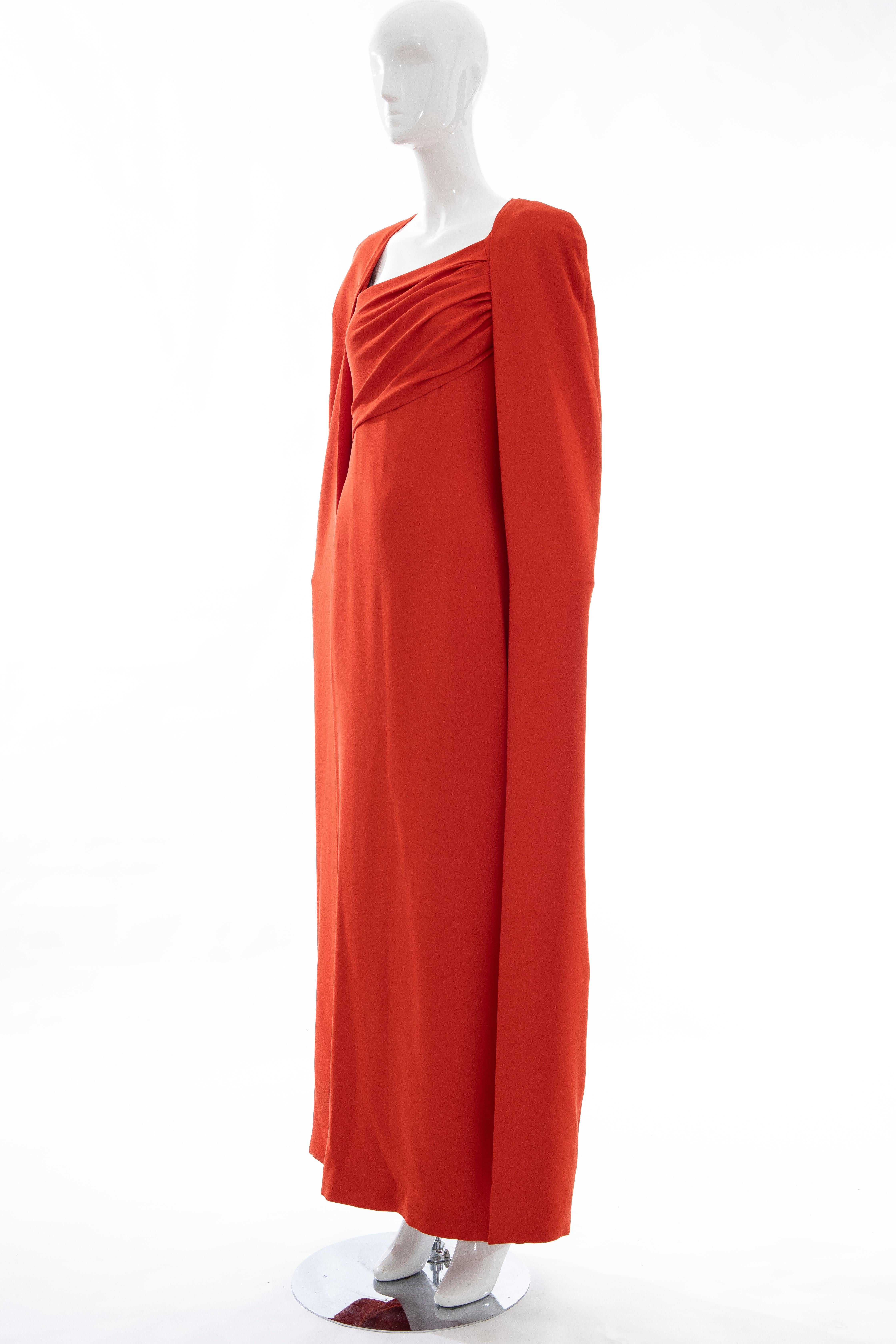 Tom Ford Runway Silk Persimmon Evening Dress With Cape, Fall 2012 2