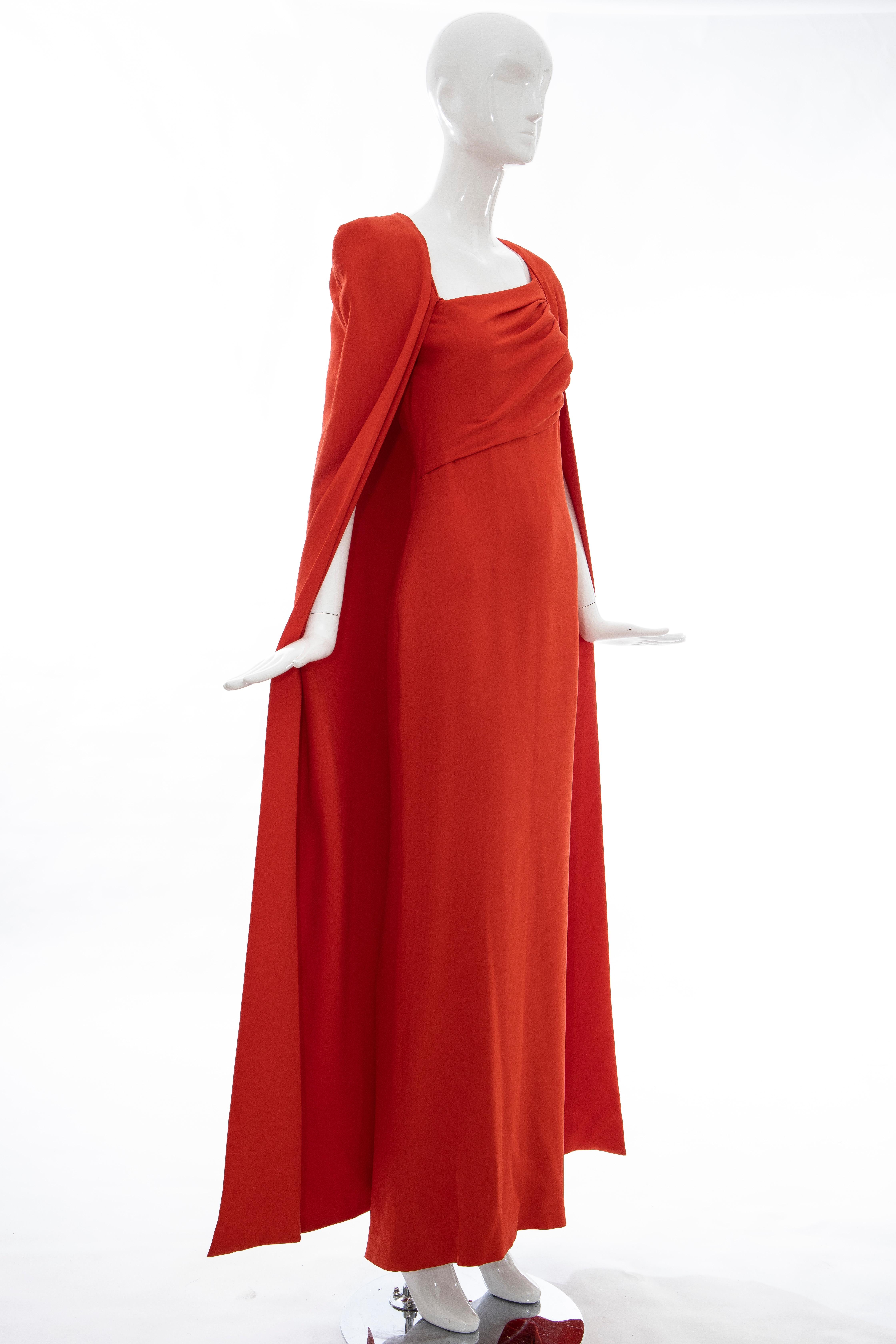 Tom Ford Runway Silk Persimmon Evening Dress With Cape, Fall 2012 3