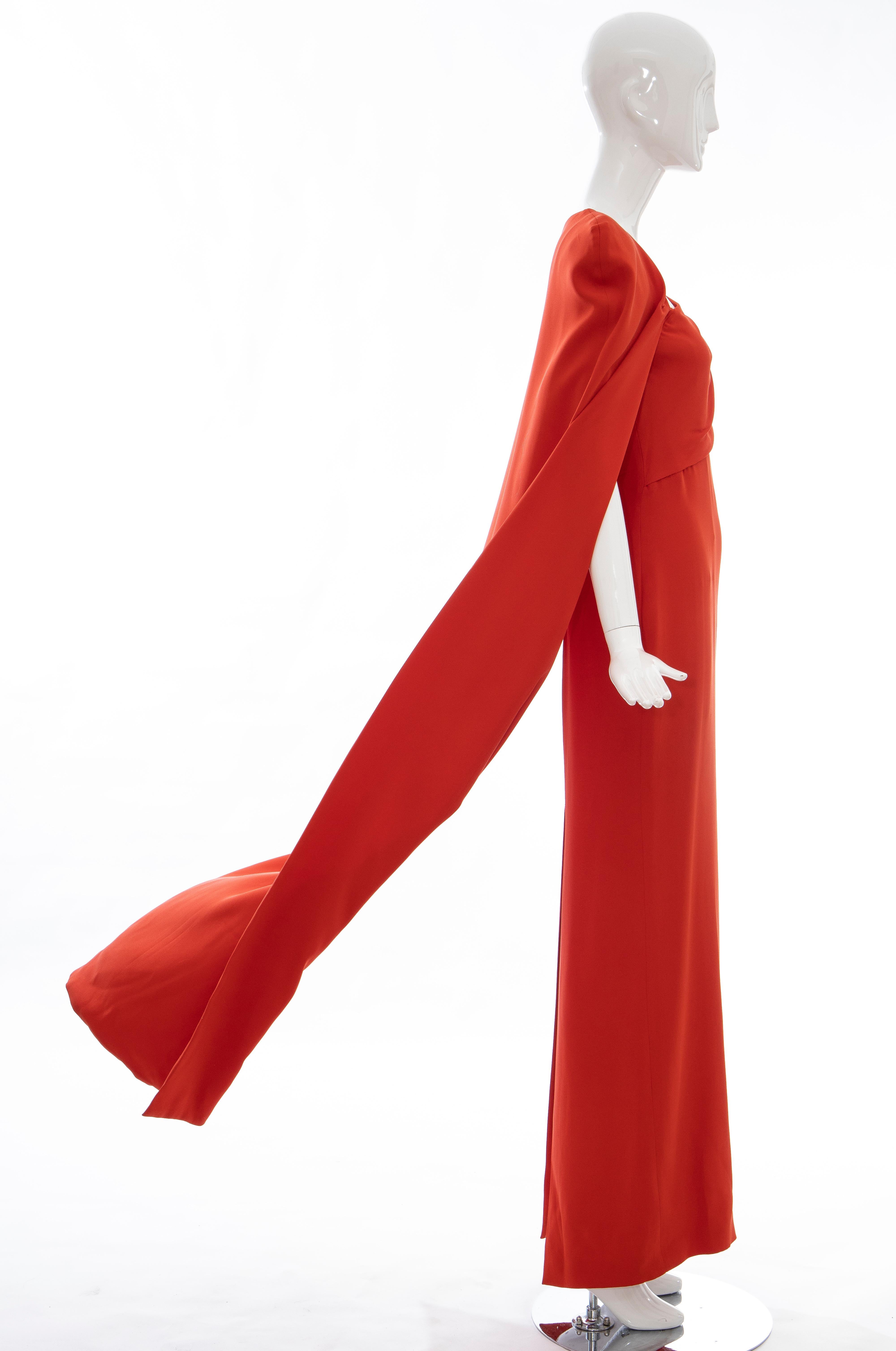 Tom Ford Runway Silk Persimmon Evening Dress With Cape, Fall 2012 5