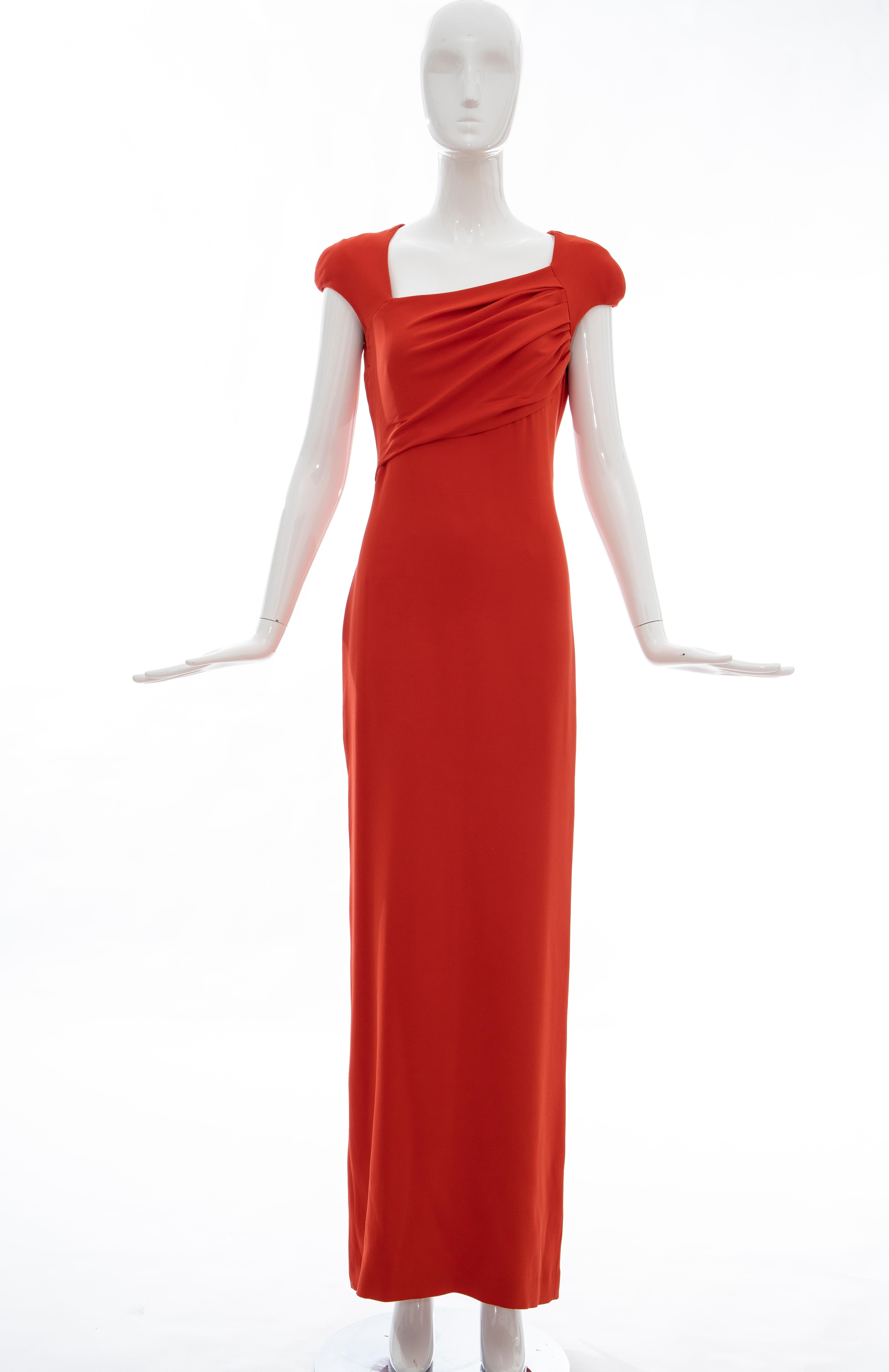 Tom Ford Runway Silk Persimmon Evening Dress With Cape, Fall 2012 6