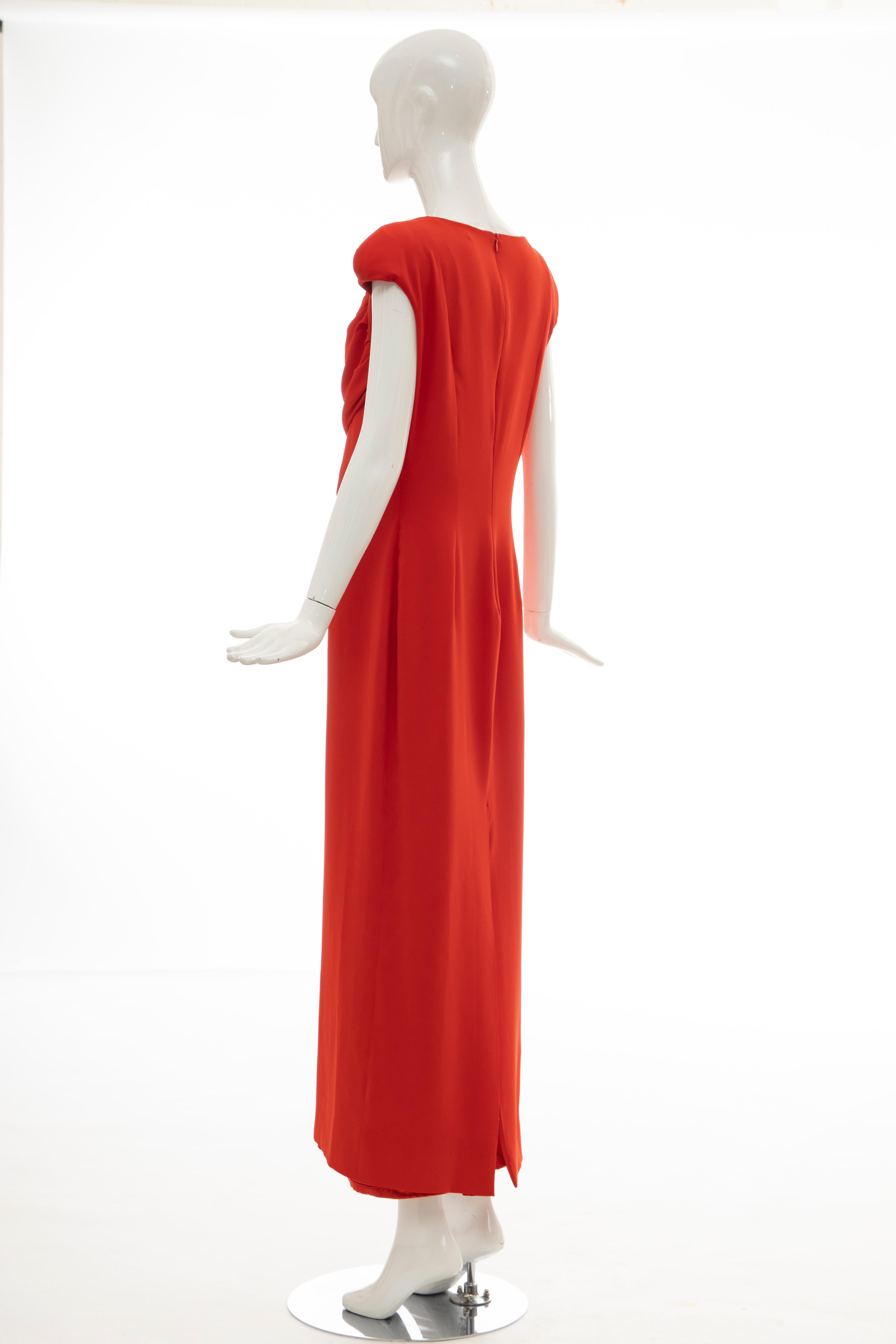 Tom Ford Runway Silk Persimmon Evening Dress With Cape, Fall 2012 9