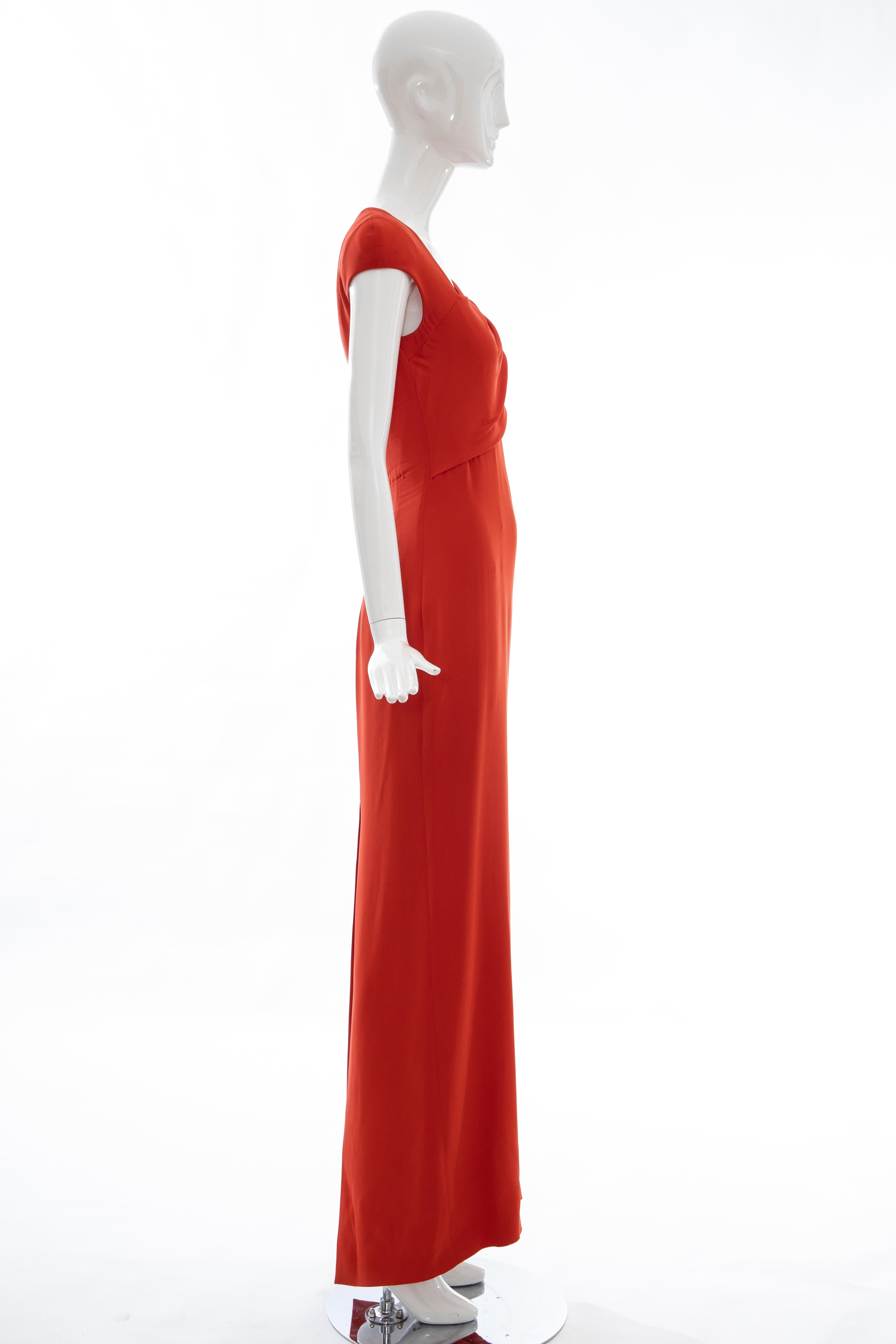 Tom Ford Runway Silk Persimmon Evening Dress With Cape, Fall 2012 8