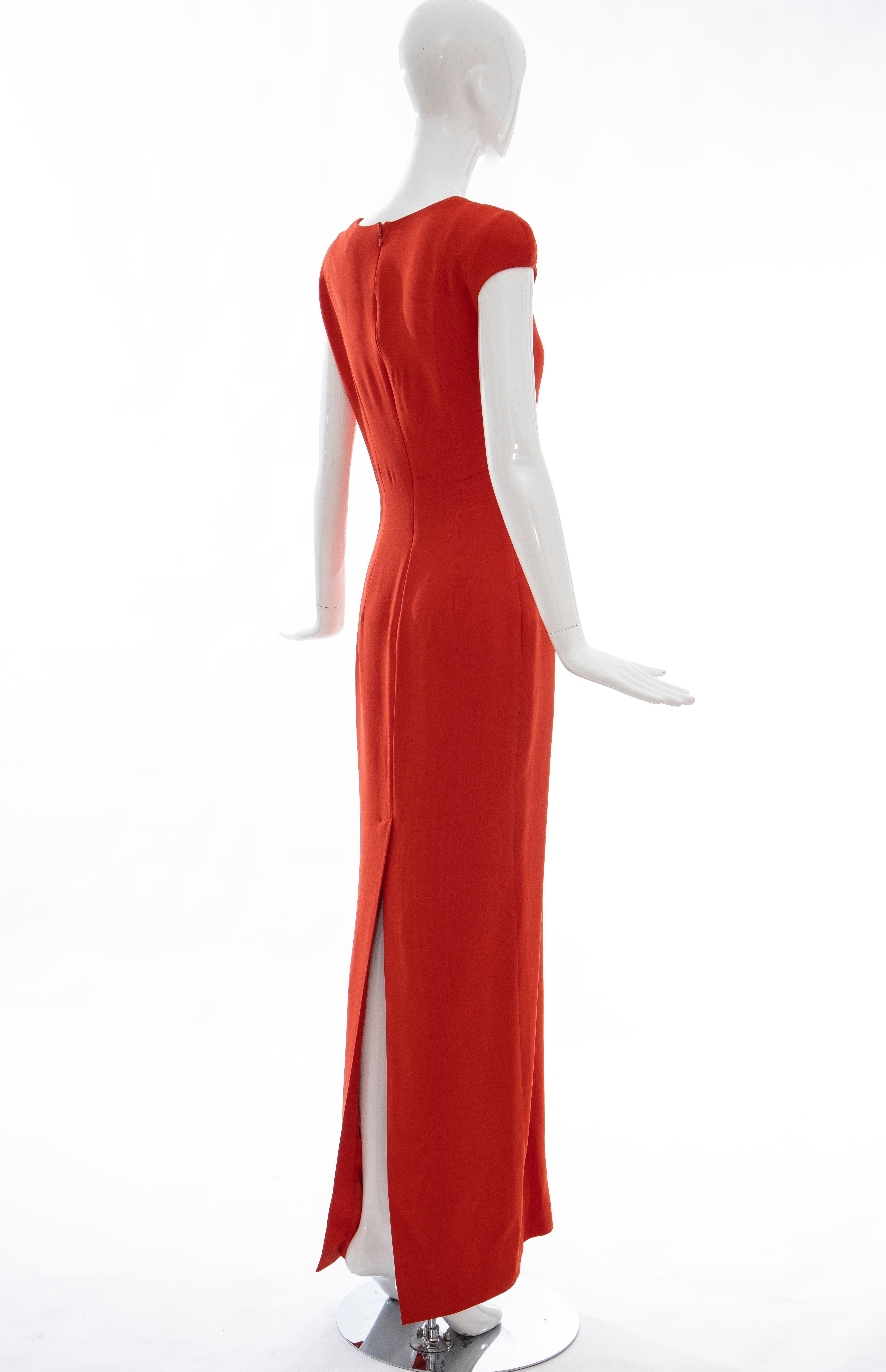 Tom Ford Runway Silk Persimmon Evening Dress With Cape, Fall 2012 9