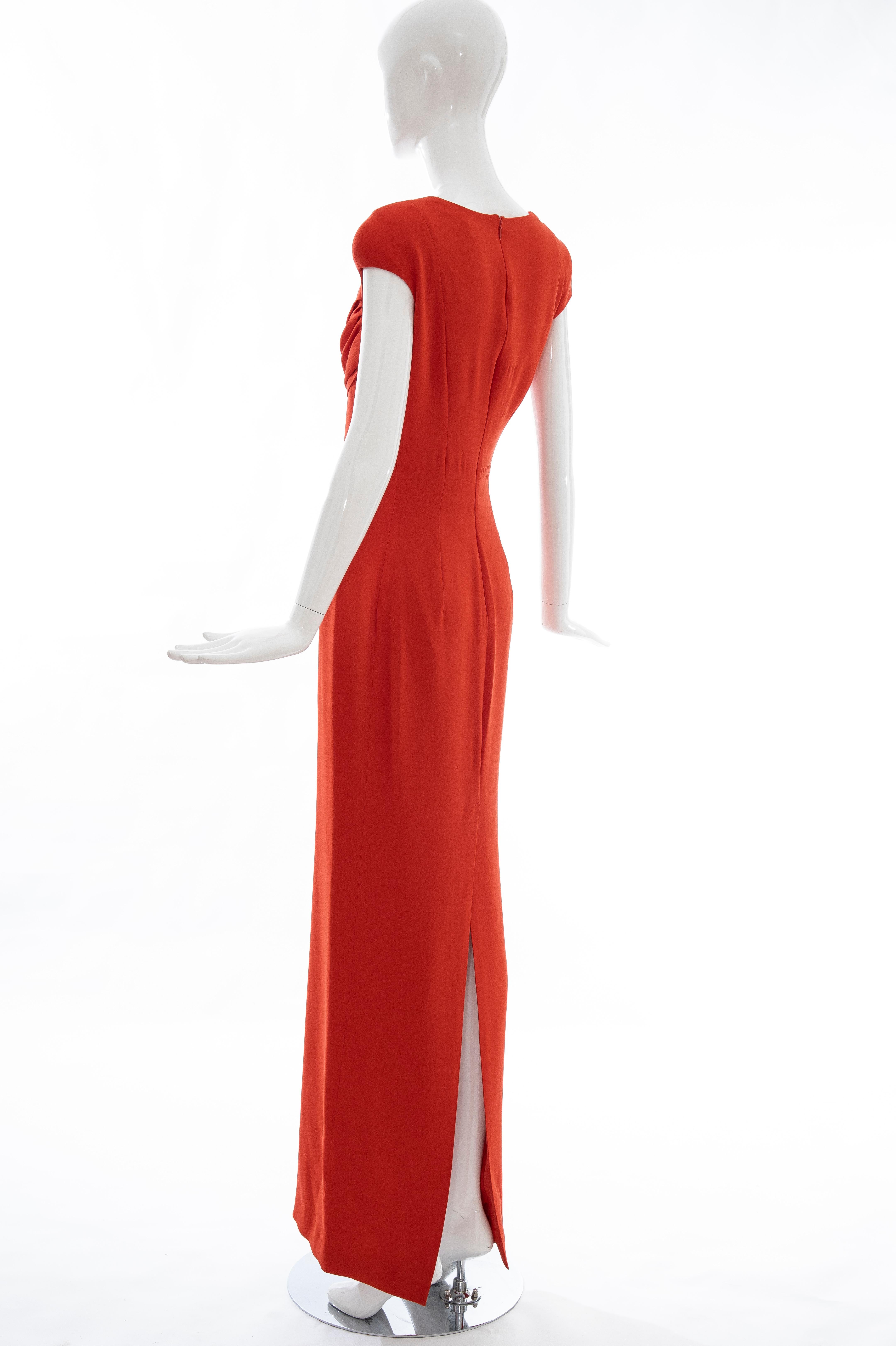 Tom Ford Runway Silk Persimmon Evening Dress With Cape, Fall 2012 11