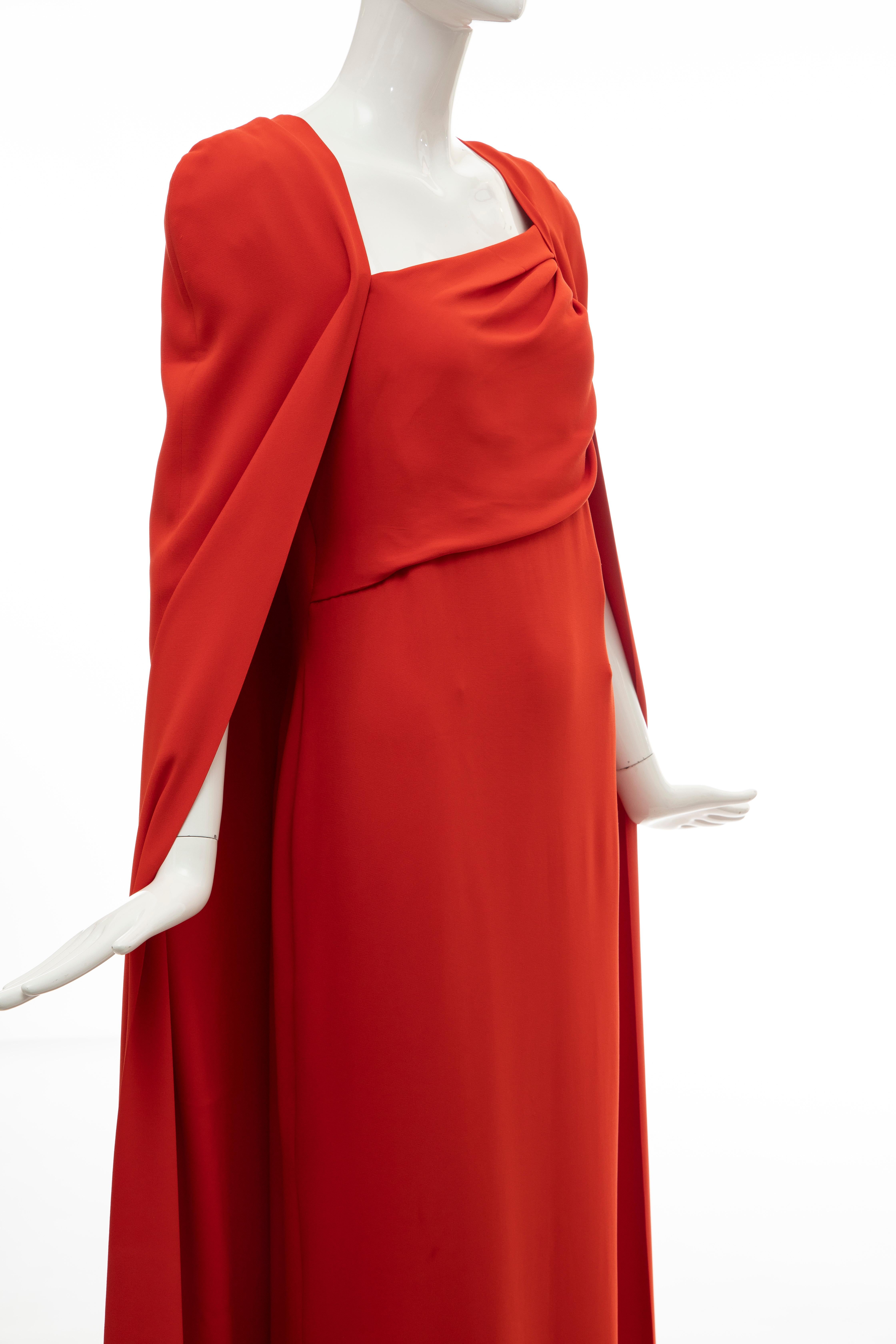 Tom Ford Runway Silk Persimmon Evening Dress With Cape, Fall 2012 In Good Condition In Cincinnati, OH