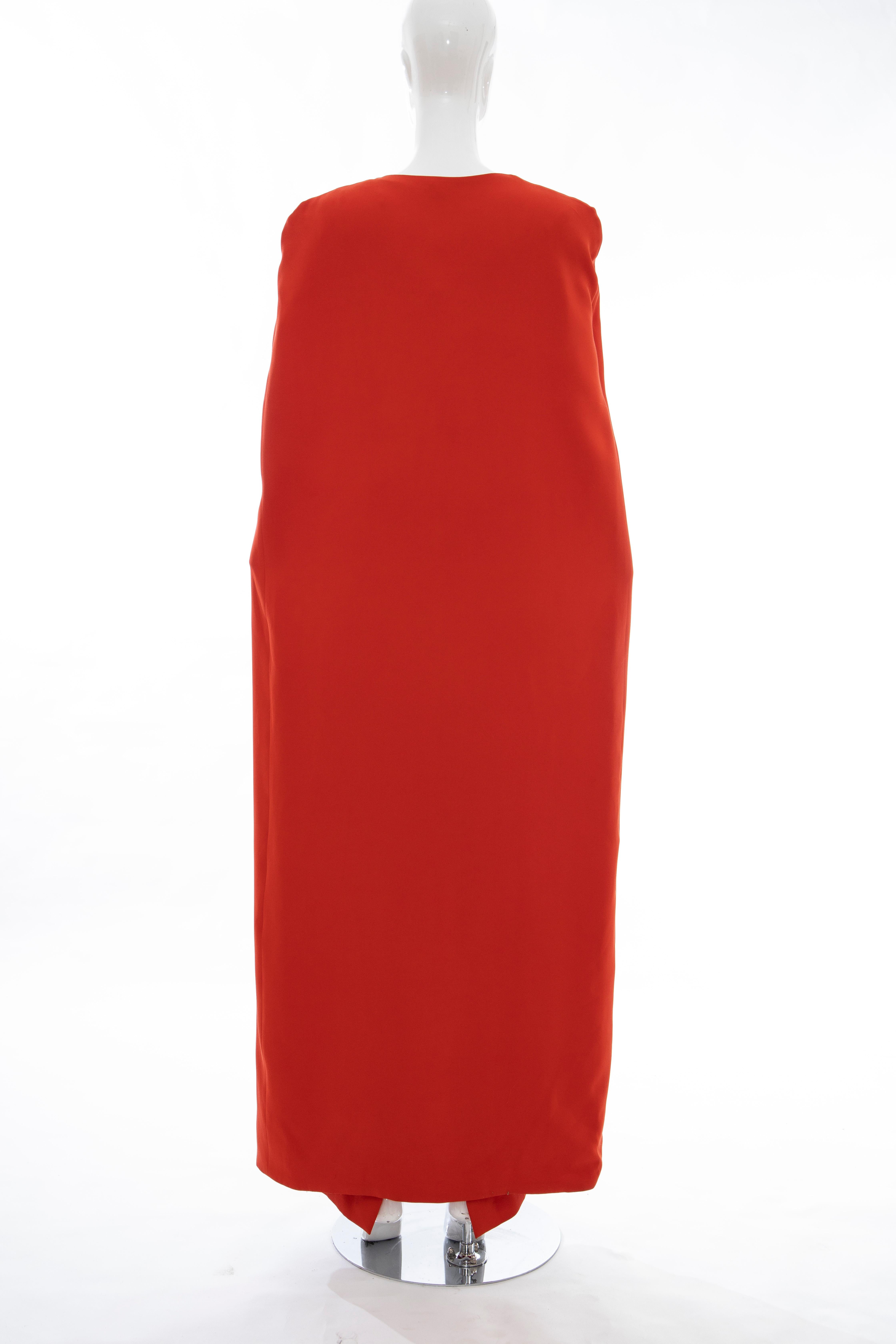 Tom Ford Runway Silk Persimmon Evening Dress With Cape, Fall 2012 In Excellent Condition In Cincinnati, OH