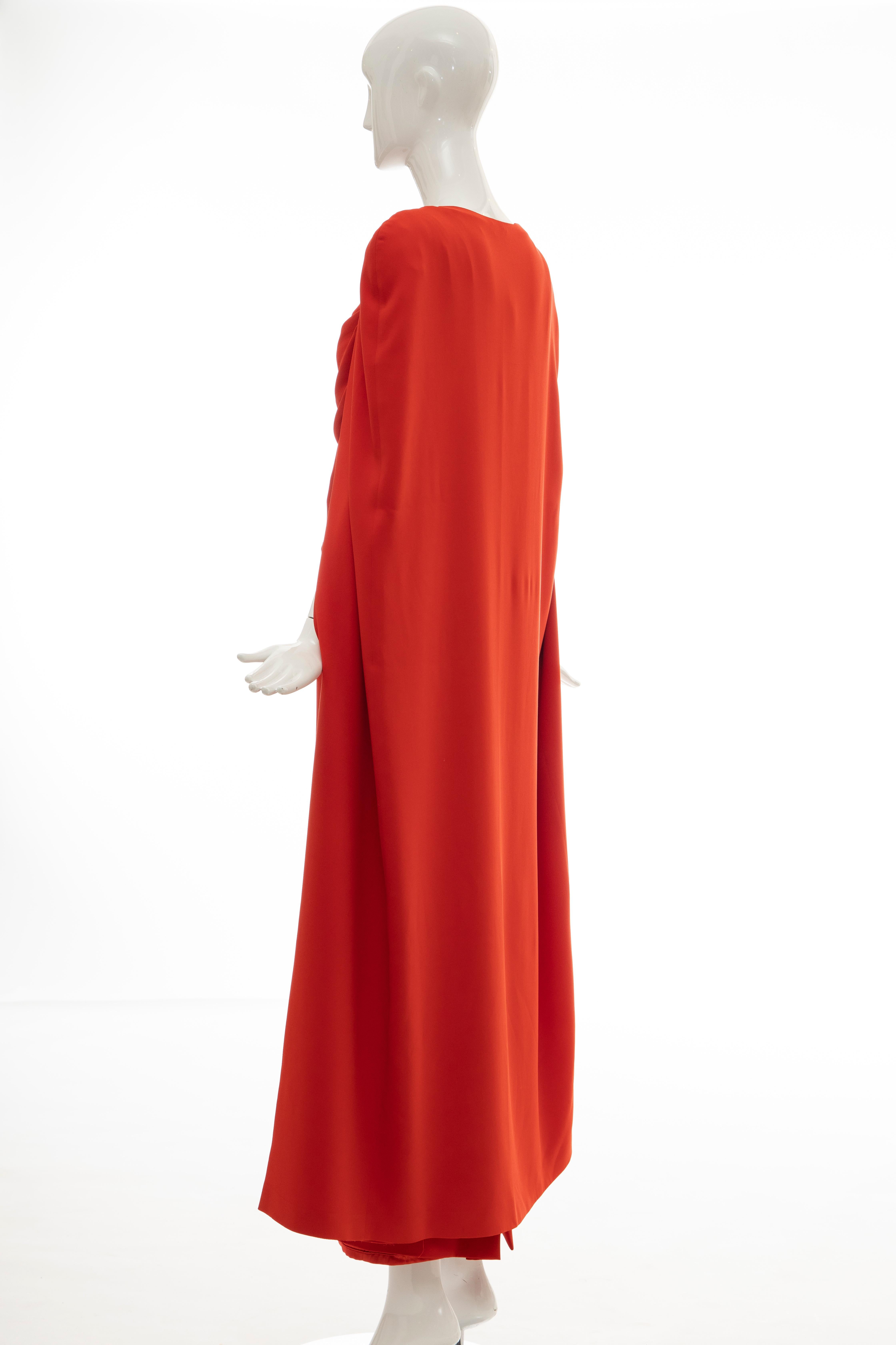 Tom Ford Runway Silk Persimmon Evening Dress With Cape, Fall 2012 3