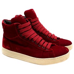 Tom Ford Russel Velvet High-Top Trainers - Size EU 37